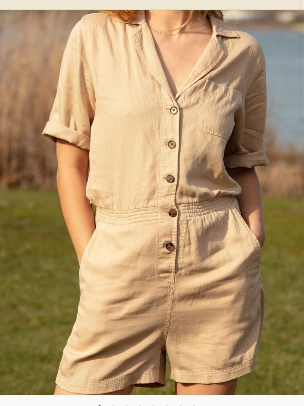 Faherty Arlie Day Romper - Summer Sand - M